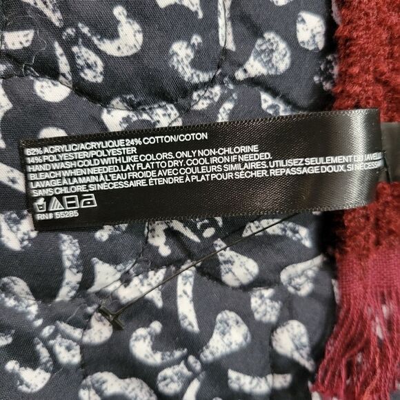 Express Women's One Size Maroon Plaid Poncho Loose Fit Sweater Scarf Vest - Picture 7 of 7